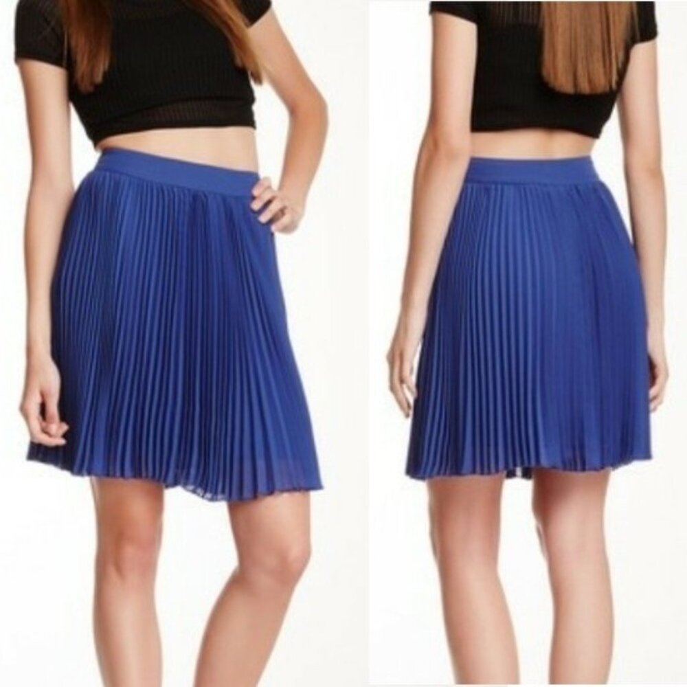 Catherine Malandrino Erica Pleated Swing Mini Skirt 4 Tenniscore Y2K Blue Skater